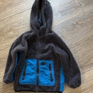 Zara Brown Sherpa Hoodie with Blue Lining